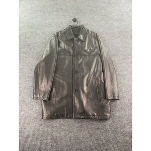 Vintage Andrew Marc Leather Jacket Men Large Black Wool Cashmere Lined Bomber